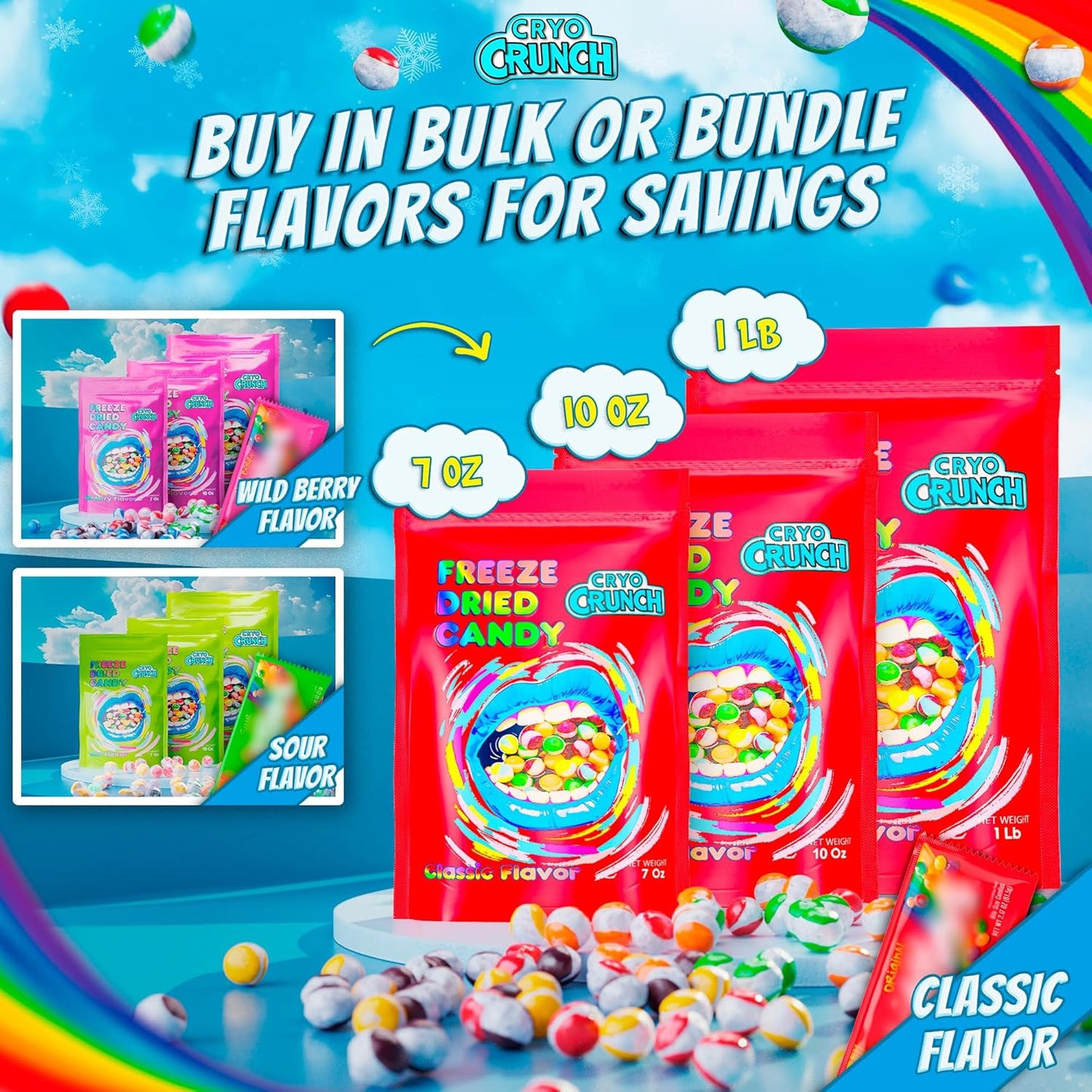 Primary Colors Candy Freeze Dried Candy 10oz Allergen-Free Treat - 25-Year Shelf Life Guilt-Free Stockpiling for Health-Conscious Snackers