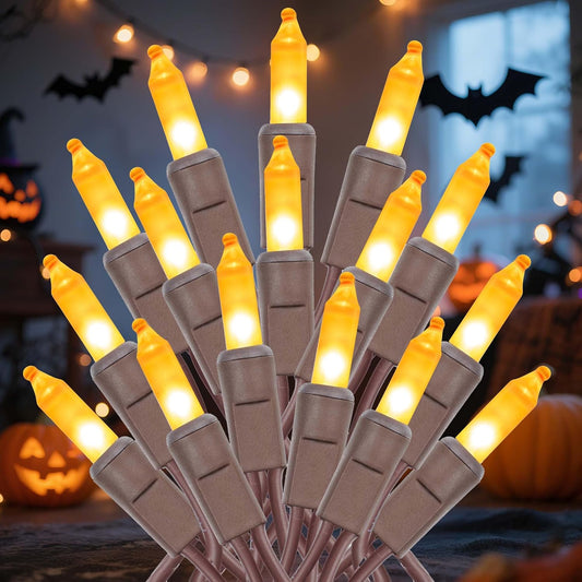100-count orange/warm-gold incandescent mini bulbs on 21 ft brown wire (19.6 ft lighted length)