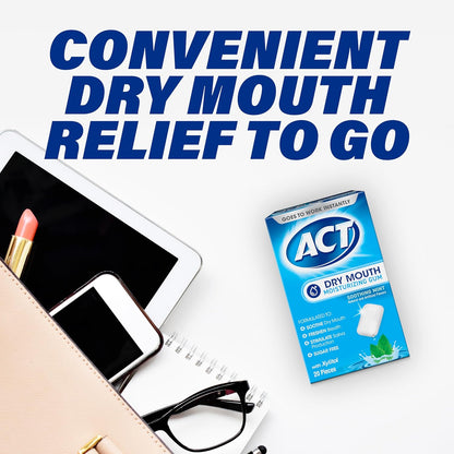 ACT Dry Mouth Gum – Conference Room Freshener for Discreet All-Day Saliva Support, Xylitol