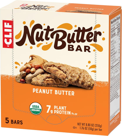 CLIF Nut Butter Bar Peanut Butter – Commuter Bag Snack for Long Commutes, 5-Pack