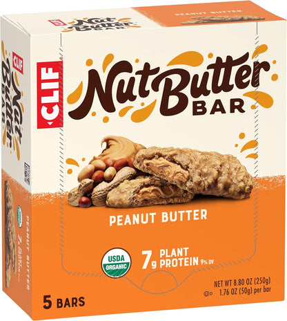 CLIF Nut Butter Bar Peanut Butter – Commuter Bag Snack for Long Commutes, 5-Pack
