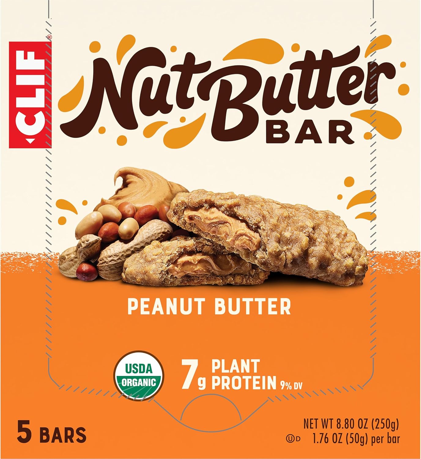 CLIF Nut Butter Bar Peanut Butter – Commuter Bag Snack for Long Commutes, 5-Pack