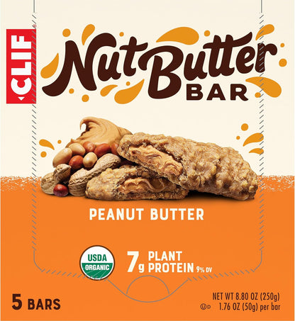 CLIF Nut Butter Bar Peanut Butter – Commuter Bag Snack for Long Commutes, 5-Pack
