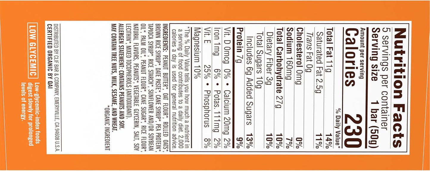 CLIF Nut Butter Bar Peanut Butter – Commuter Bag Snack for Long Commutes, 5-Pack