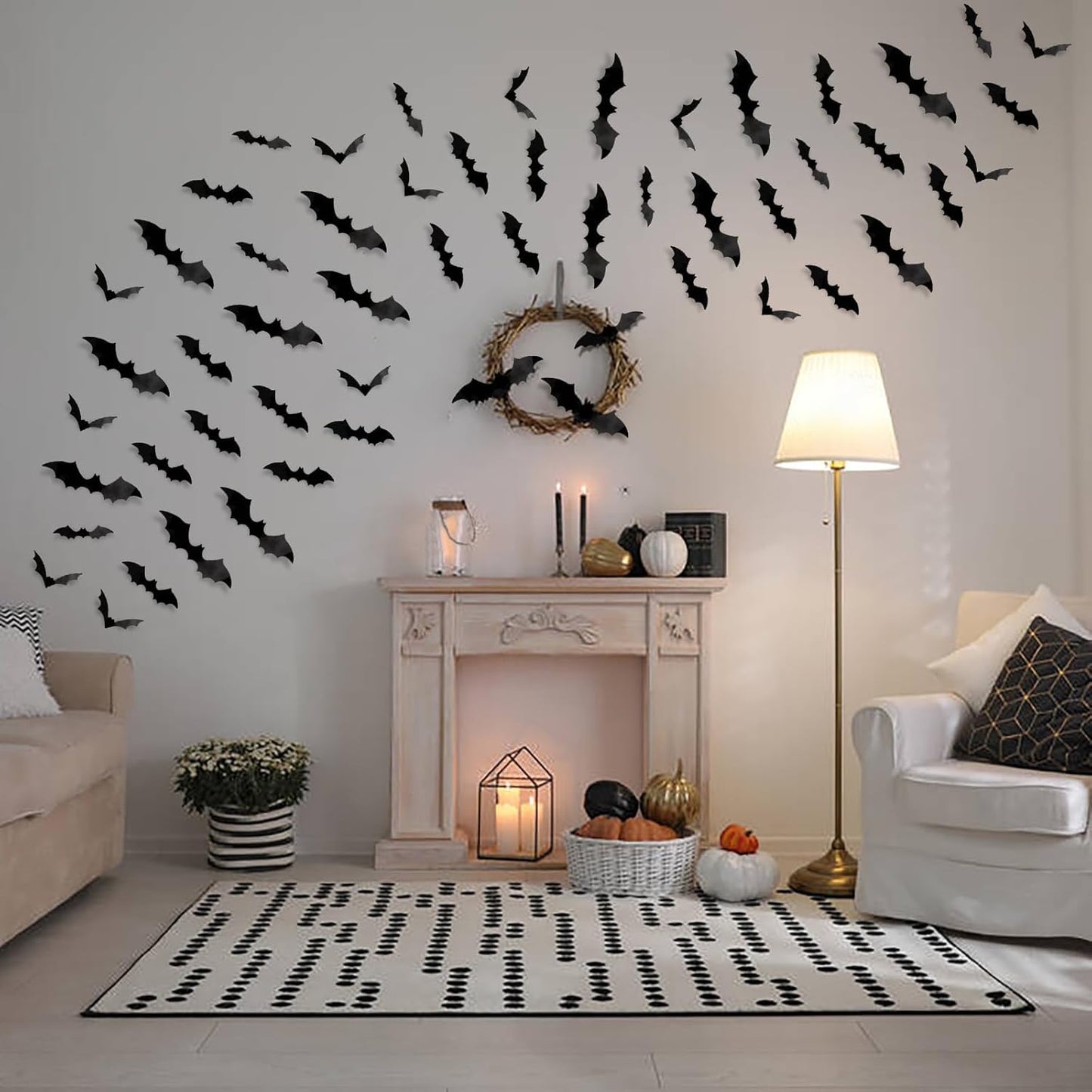 DIYASY Halloween Bat Decorations 120 Pcs Rainproof 3D Stickers for Trick or Treat Porch Patio and Haunted House Venue