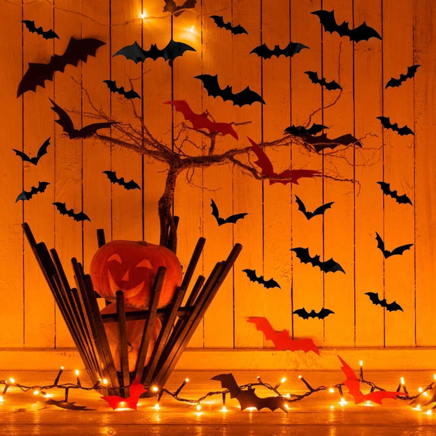 DIYASY Halloween Bat Decorations 120 Pcs Rainproof 3D Stickers for Trick or Treat Porch Patio and Haunted House Venue