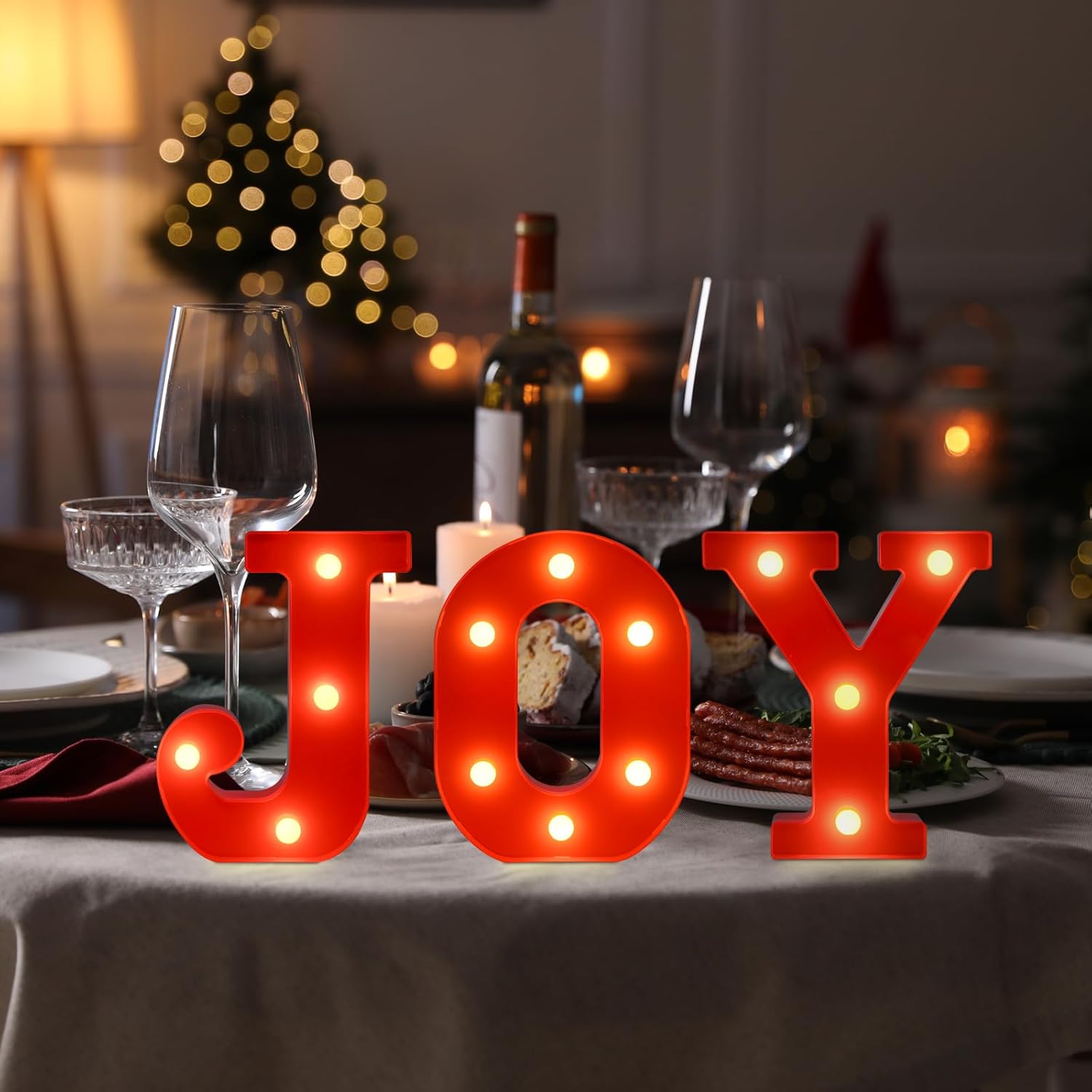 EDYCON Holiday Light Up Sign – No Fire Risk Mantel and Entryway Decor for Worry Free Hosting
