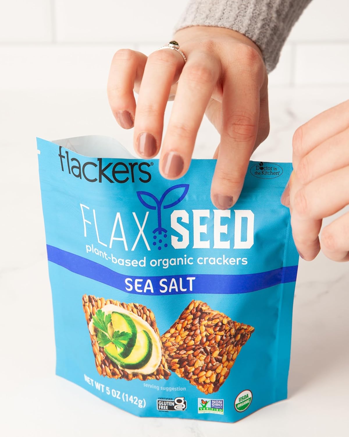Flackers Organic Rosemary Flaxseed Crackers – Omega-3 Rich Crunch for Yoga and Recovery Snack Packs