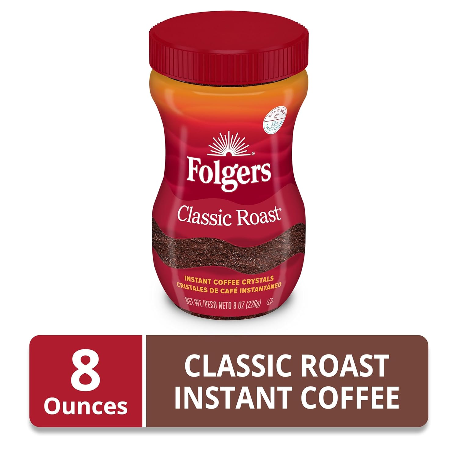 Folgers Classic Roast Instant Coffee – Compact Camping Coffee with No Gear or Brewing Setup