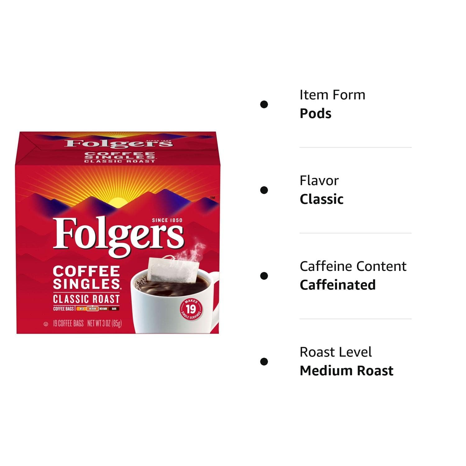 Folgers Coffee Singles – Compact Coffee Bags for Hiking Trips, Campsites, and Outdoor Brewing