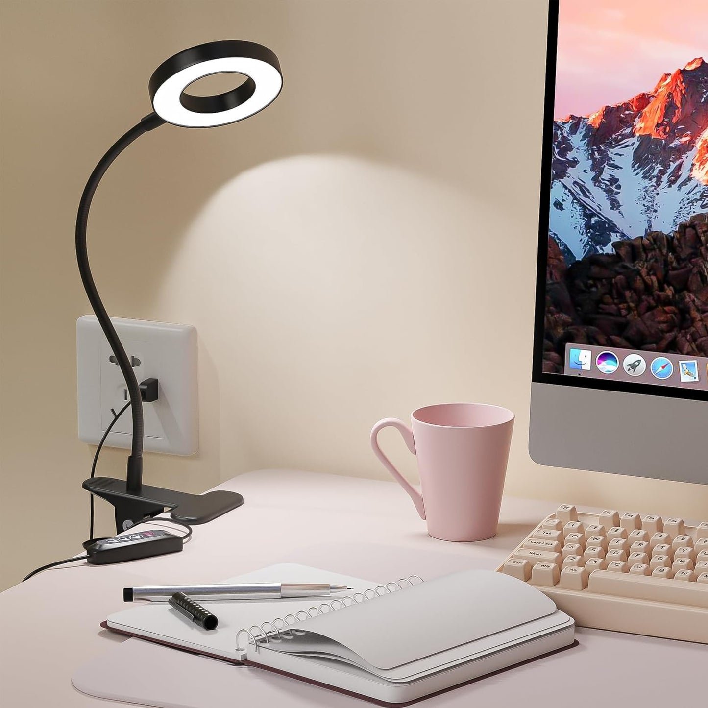 Foneso Clamp Light for Bedside Table – Romantic Valentine's Day Gift for Her, Memory Function and 30 Brightness Settings for Reading