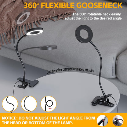 Foneso Clamp Light for Bedside Table – Romantic Valentine's Day Gift for Her, Memory Function and 30 Brightness Settings for Reading