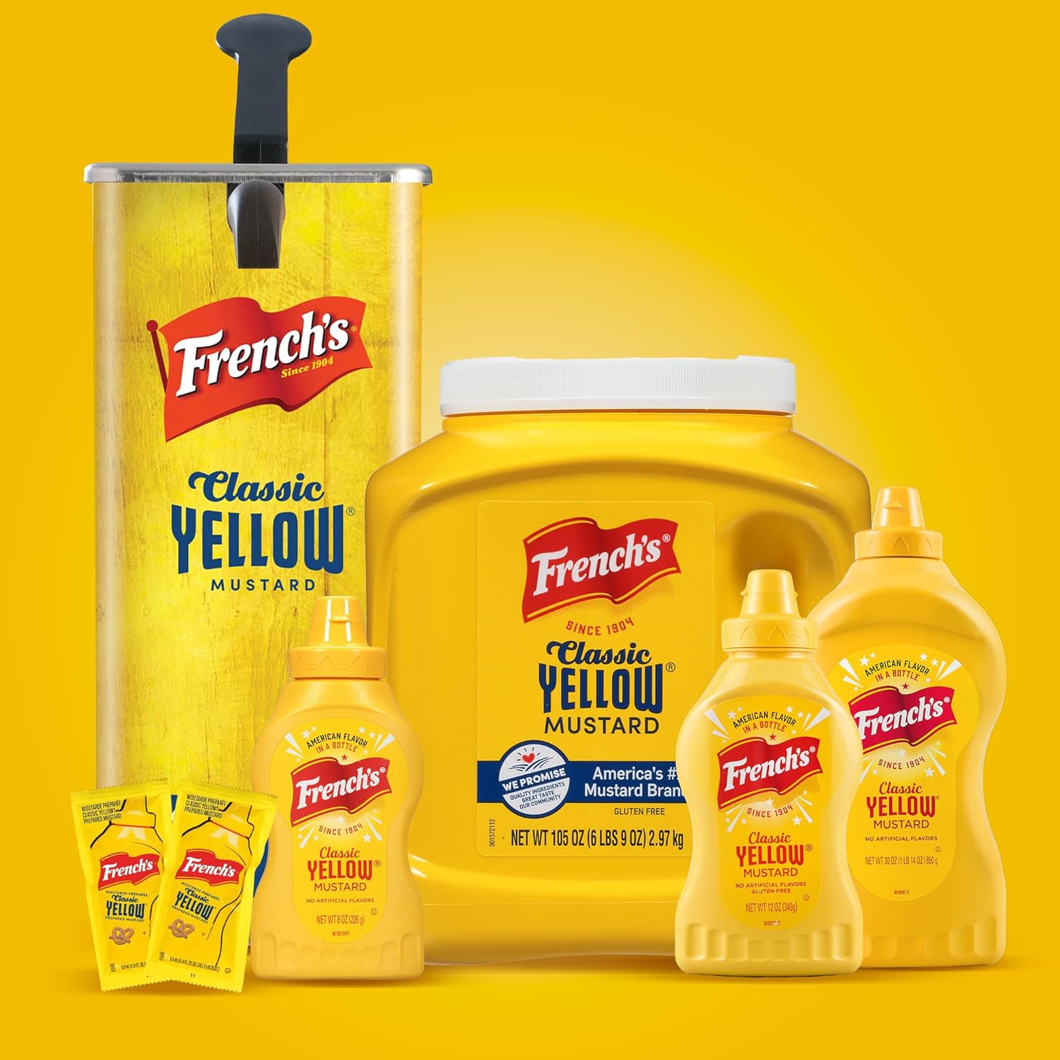 French's Classic Yellow Mustard, 105 oz – Camping and Picnic Mustard for Refillable Outdoor Squeeze Bottles and Tableside Dispensers