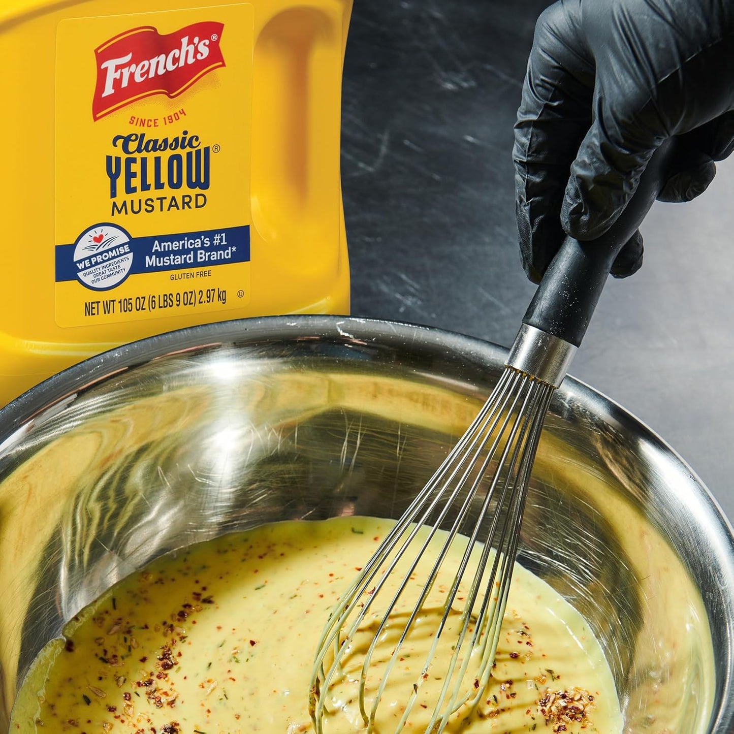 French's Classic Yellow Mustard, 105 oz – Camping and Picnic Mustard for Refillable Outdoor Squeeze Bottles and Tableside Dispensers
