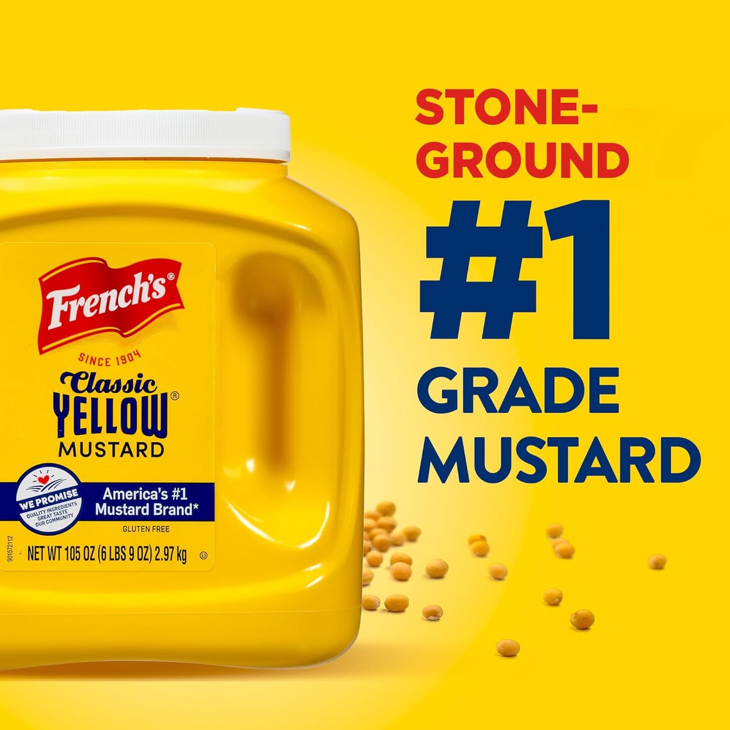 French's Classic Yellow Mustard, 105 oz – Camping and Picnic Mustard for Refillable Outdoor Squeeze Bottles and Tableside Dispensers