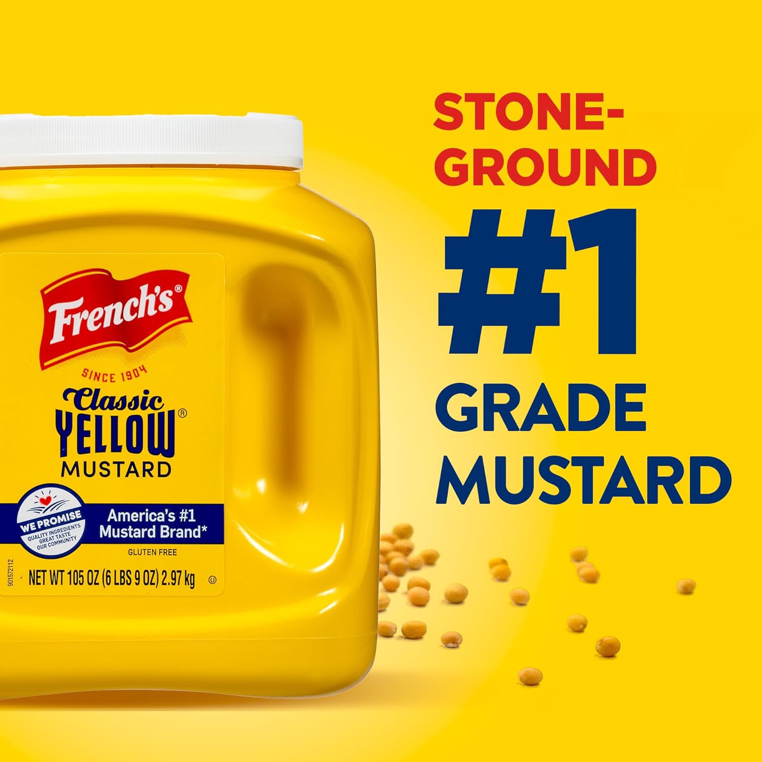 French's Classic Yellow Mustard, 105 oz – Camping and Picnic Mustard for Refillable Outdoor Squeeze Bottles and Tableside Dispensers