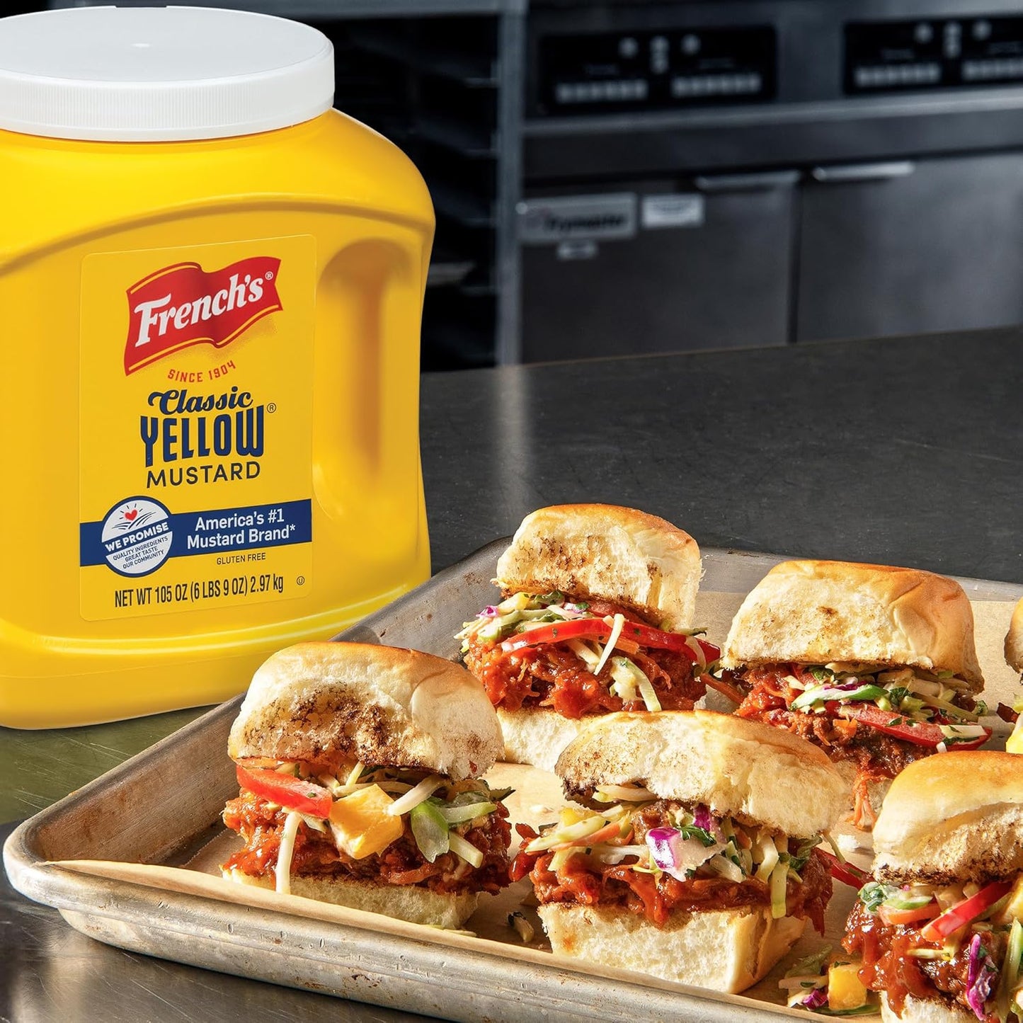 French's Classic Yellow Mustard, 105 oz – Camping and Picnic Mustard for Refillable Outdoor Squeeze Bottles and Tableside Dispensers