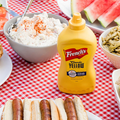 French's Classic Yellow Mustard, 30 oz – Allergen-Conscious Condiment Safe for School Lunches and Family Gatherings