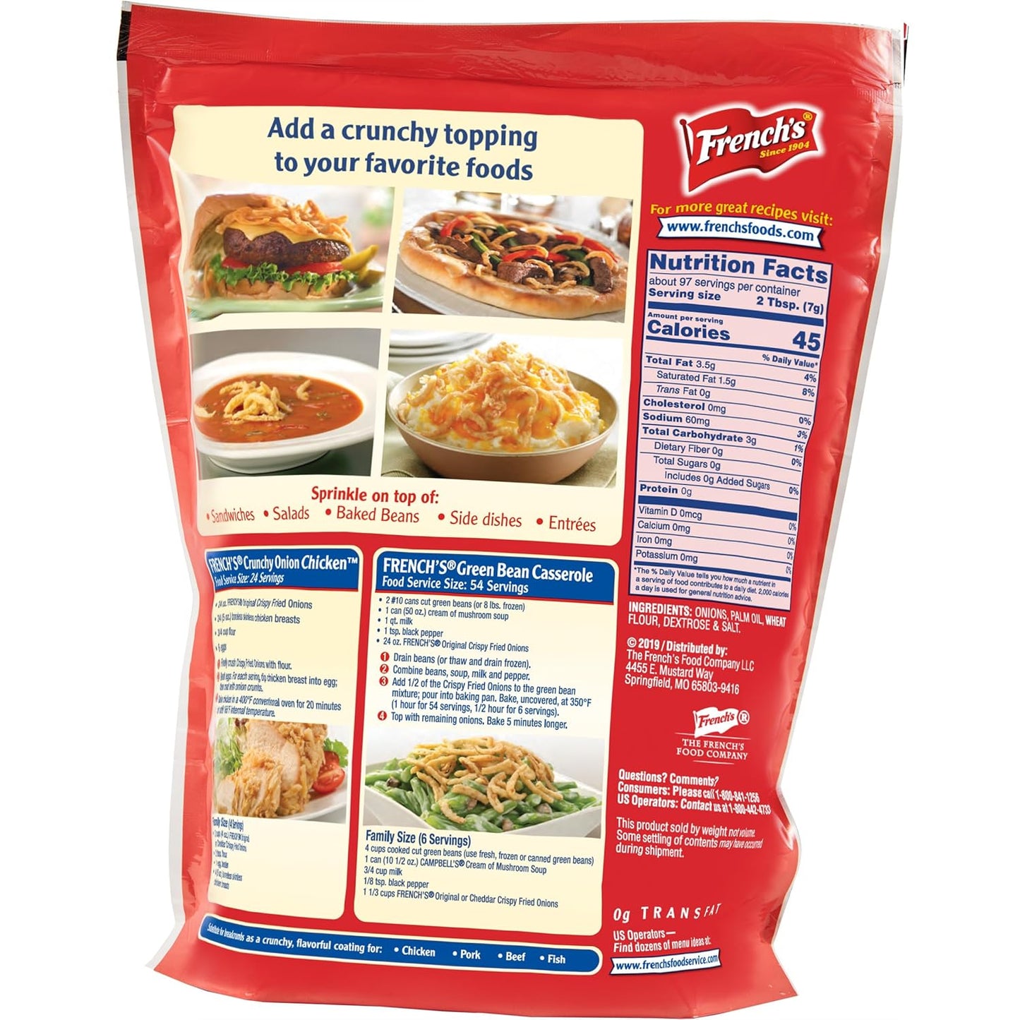 French's Original Crispy Fried Onions 24 oz – Crowd-Pleasing Holiday Gift for Family Food Lovers