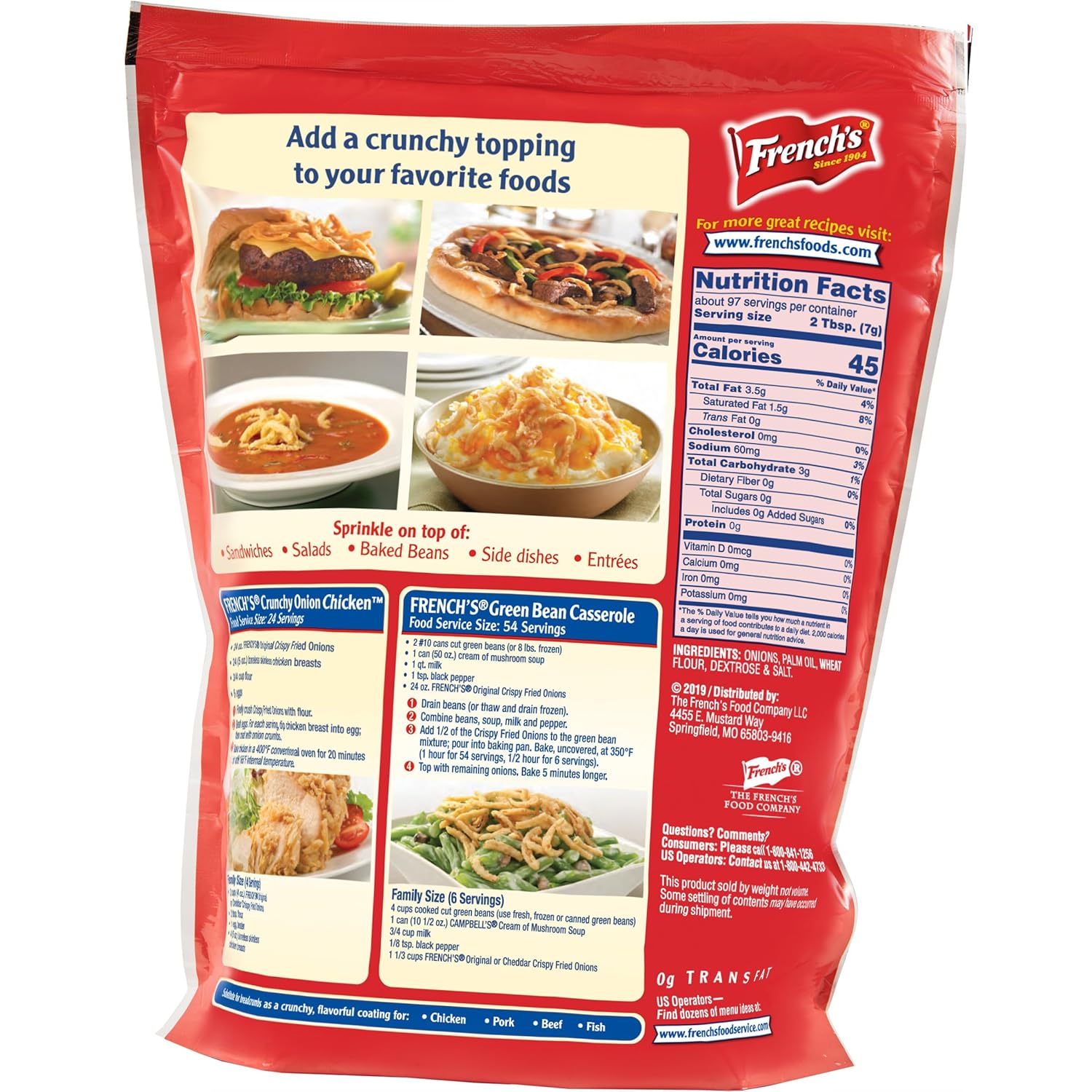 French's Original Crispy Fried Onions 24 oz – Crowd-Pleasing Holiday Gift for Family Food Lovers