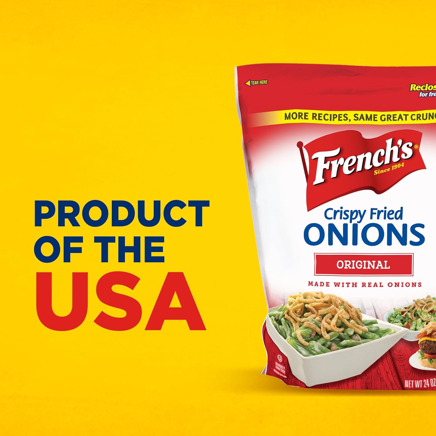French's Original Crispy Fried Onions 24 oz – Crowd-Pleasing Holiday Gift for Family Food Lovers