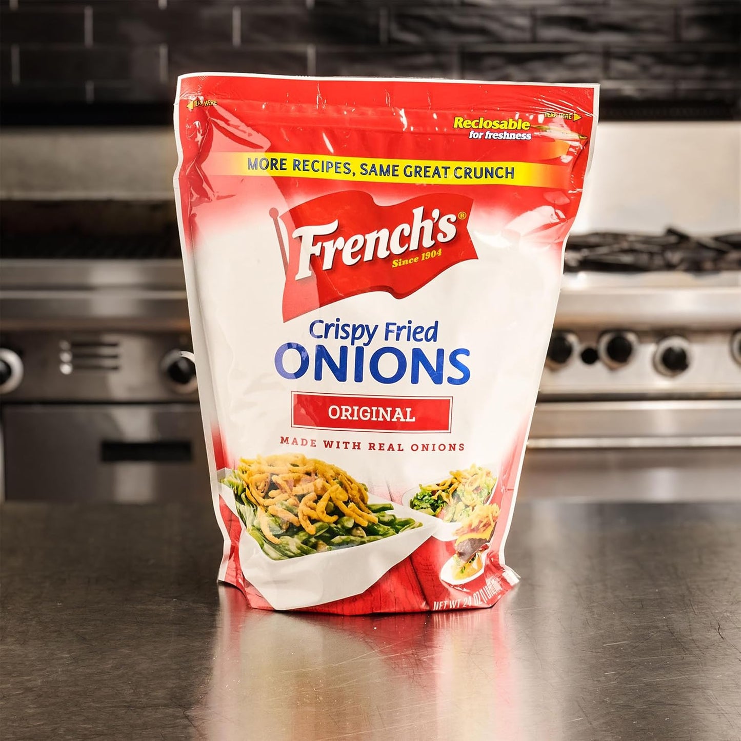 French's Original Crispy Fried Onions 24 oz – Crowd-Pleasing Holiday Gift for Family Food Lovers