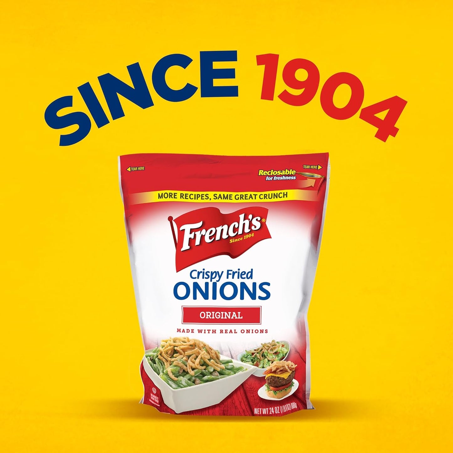 French's Original Crispy Fried Onions 24 oz – Crowd-Pleasing Holiday Gift for Family Food Lovers