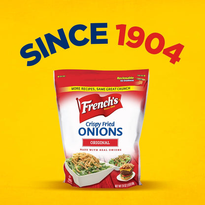 French's Original Crispy Fried Onions 24 oz – Crowd-Pleasing Holiday Gift for Family Food Lovers