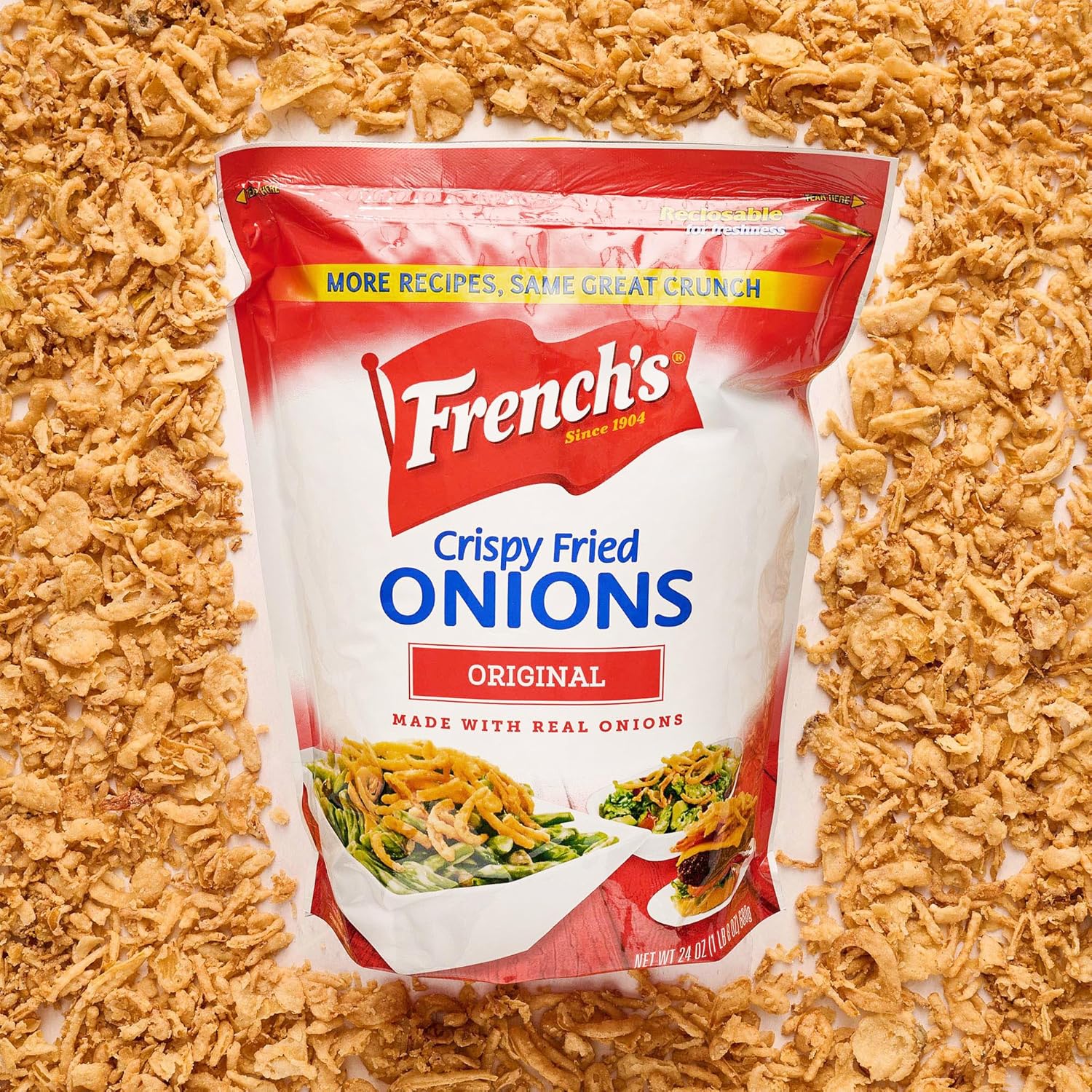 French's Original Crispy Fried Onions 24 oz – Crowd-Pleasing Holiday Gift for Family Food Lovers