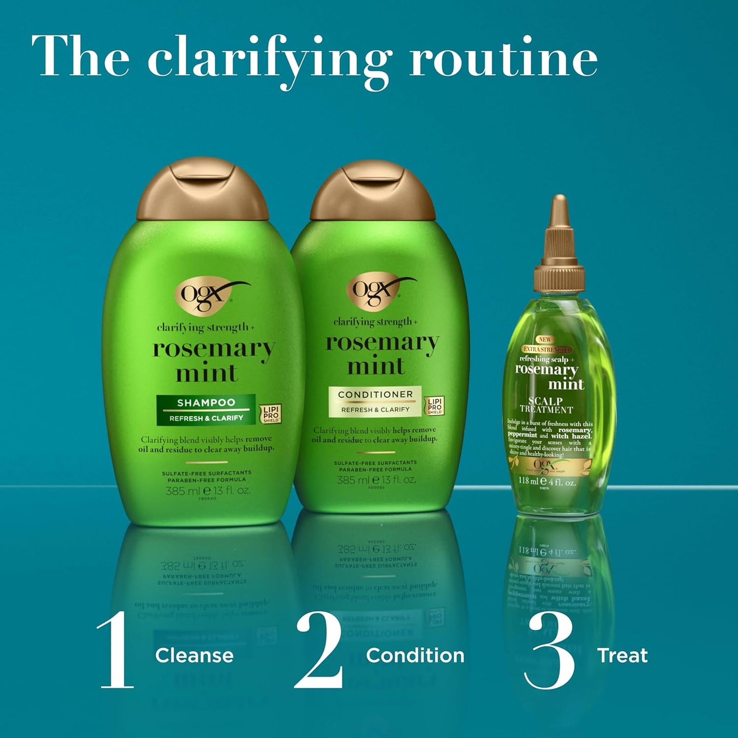 OGX Clarifying Strength + Rosemary Mint Conditioner – Thoughtful Self-Care Gift for Her, Sulfate-Free Oily Hair Care