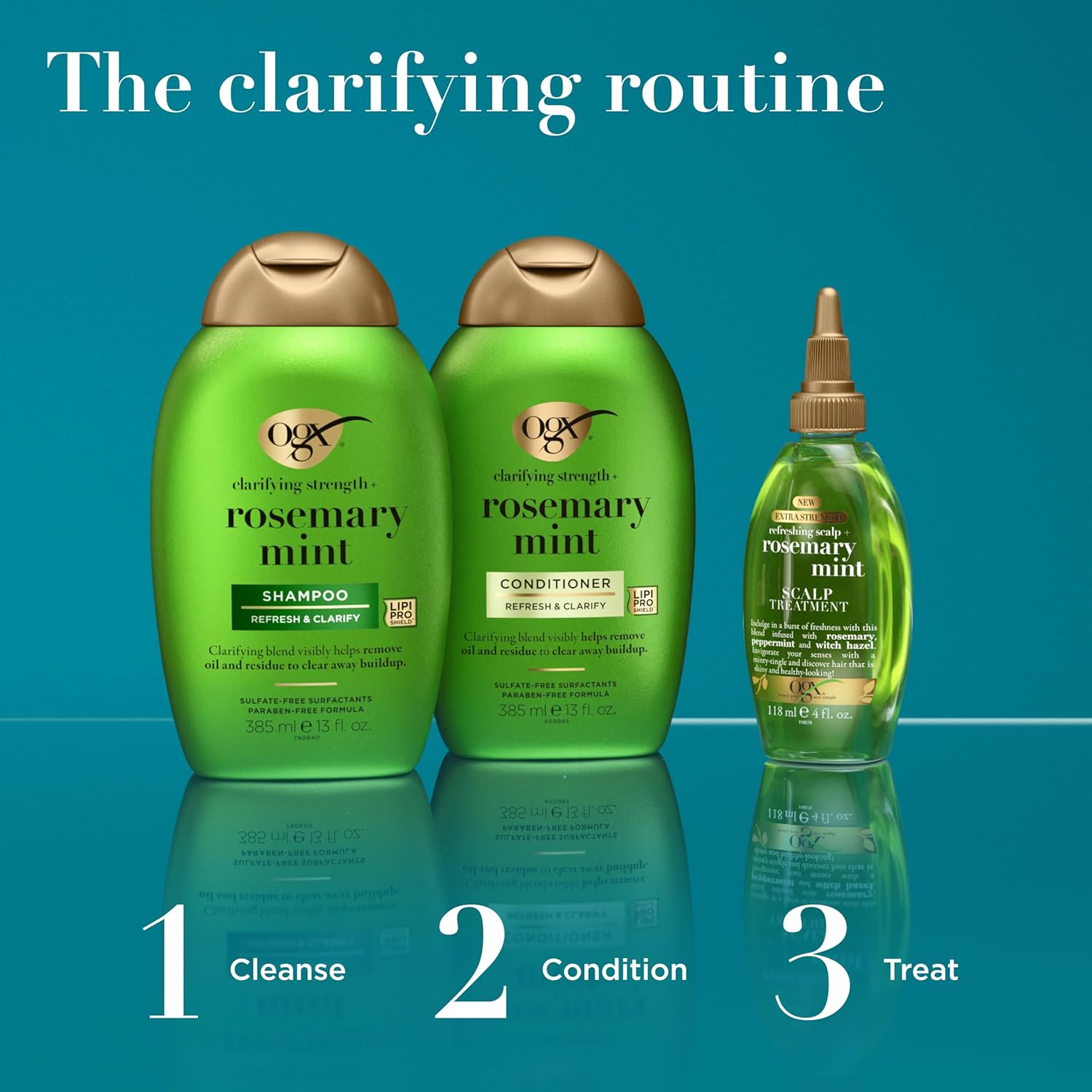 OGX Clarifying Strength + Rosemary Mint Conditioner – Thoughtful Self-Care Gift for Her, Sulfate-Free Oily Hair Care