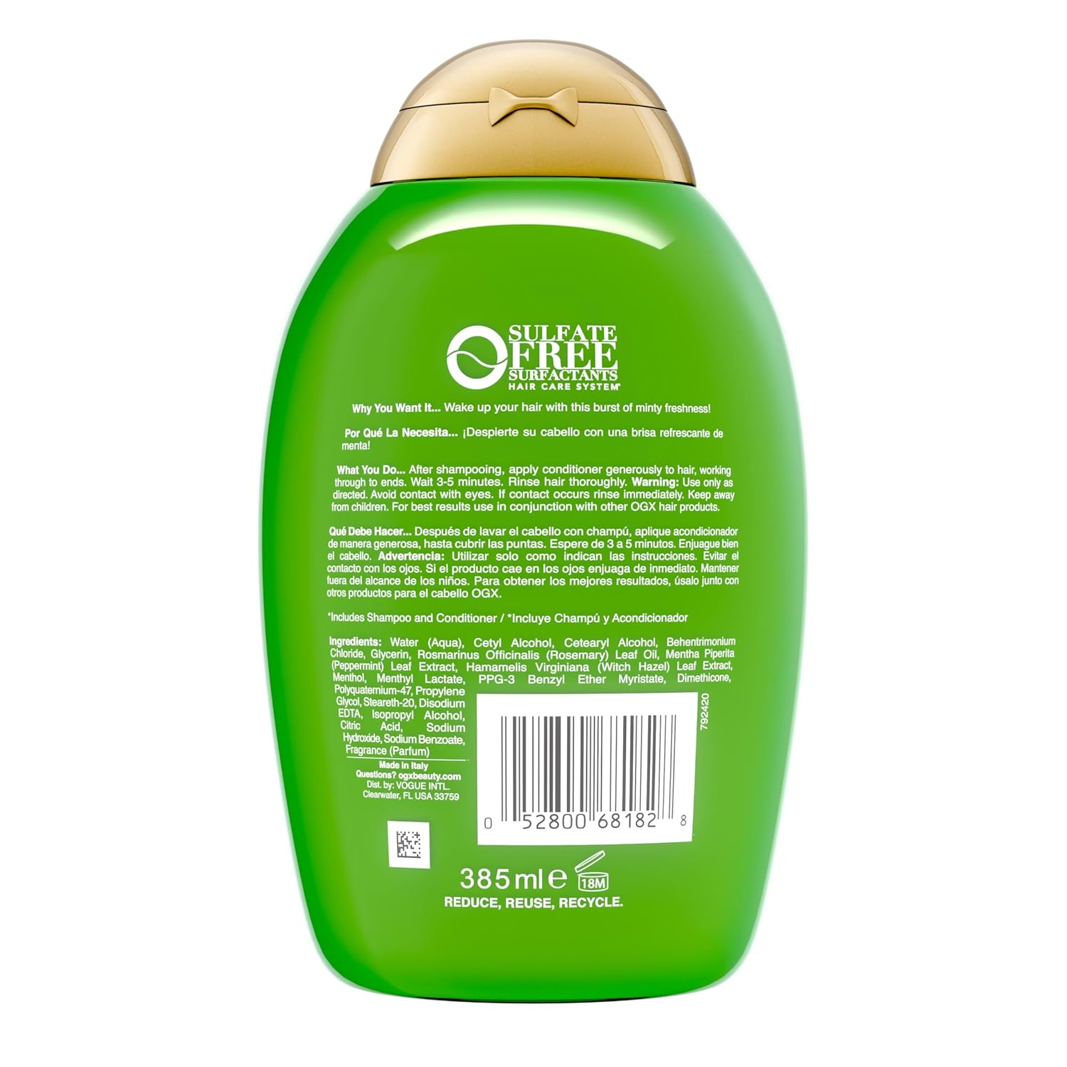 OGX Extra Strength Rosemary Mint Conditioner – Herbal Rosemary and Peppermint Scent for Meditation-Space Self-Care