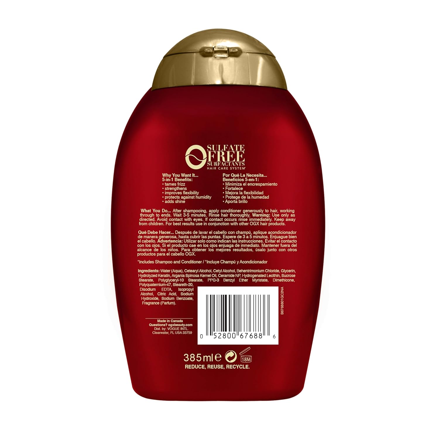 OGX Frizz-Free + Keratin Smoothing Conditioner – Premium Keratin and Argan Oil Blend for Salon Smoothness