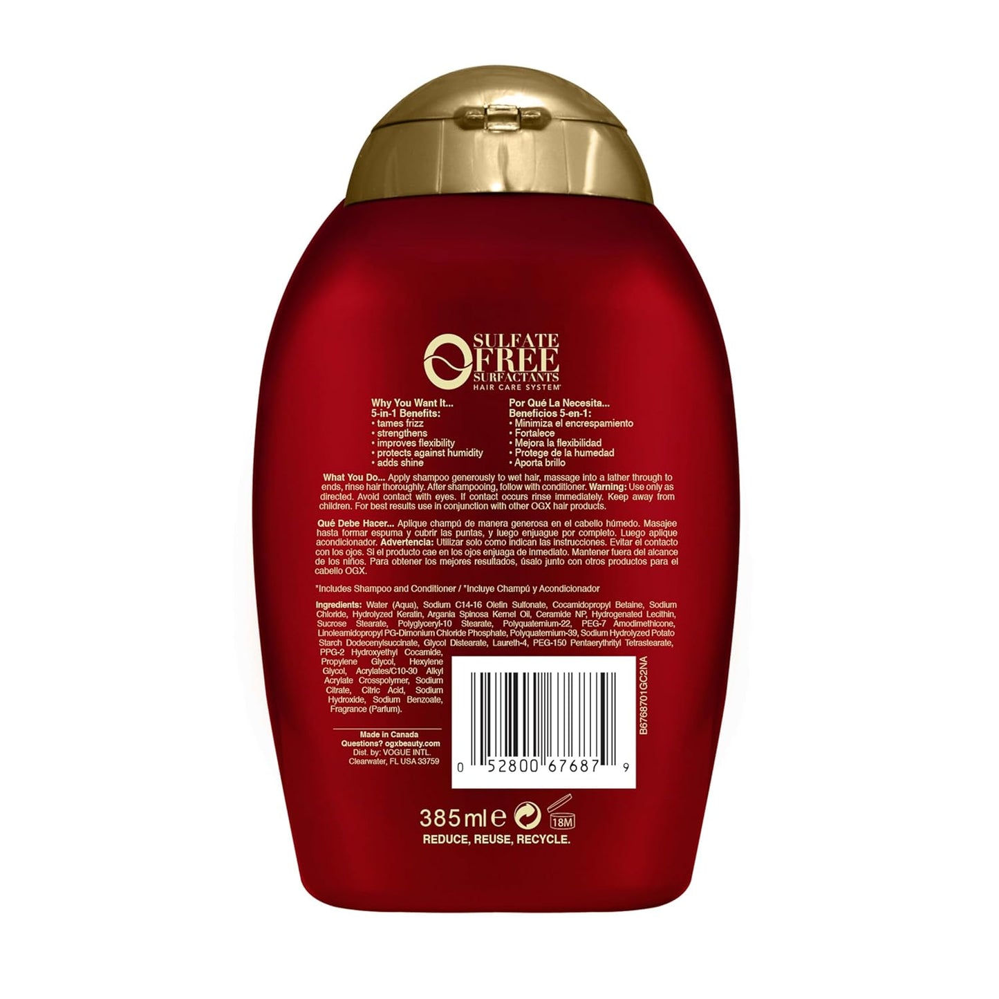 OGX Frizz-Free + Keratin Smoothing Oil Shampoo – Mother's Day Pampering Gift for Frizzy Hair, 13 Fl Oz