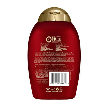 OGX Frizz-Free + Keratin Smoothing Oil Shampoo – Mother's Day Pampering Gift for Frizzy Hair, 13 Fl Oz