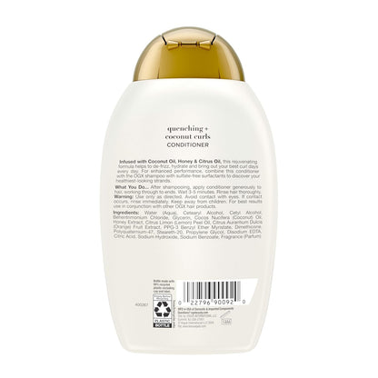 OGX Quenching + Coconut Curls Conditioner – Simple Curl Care for Uncluttered Vanities, 13 fl oz