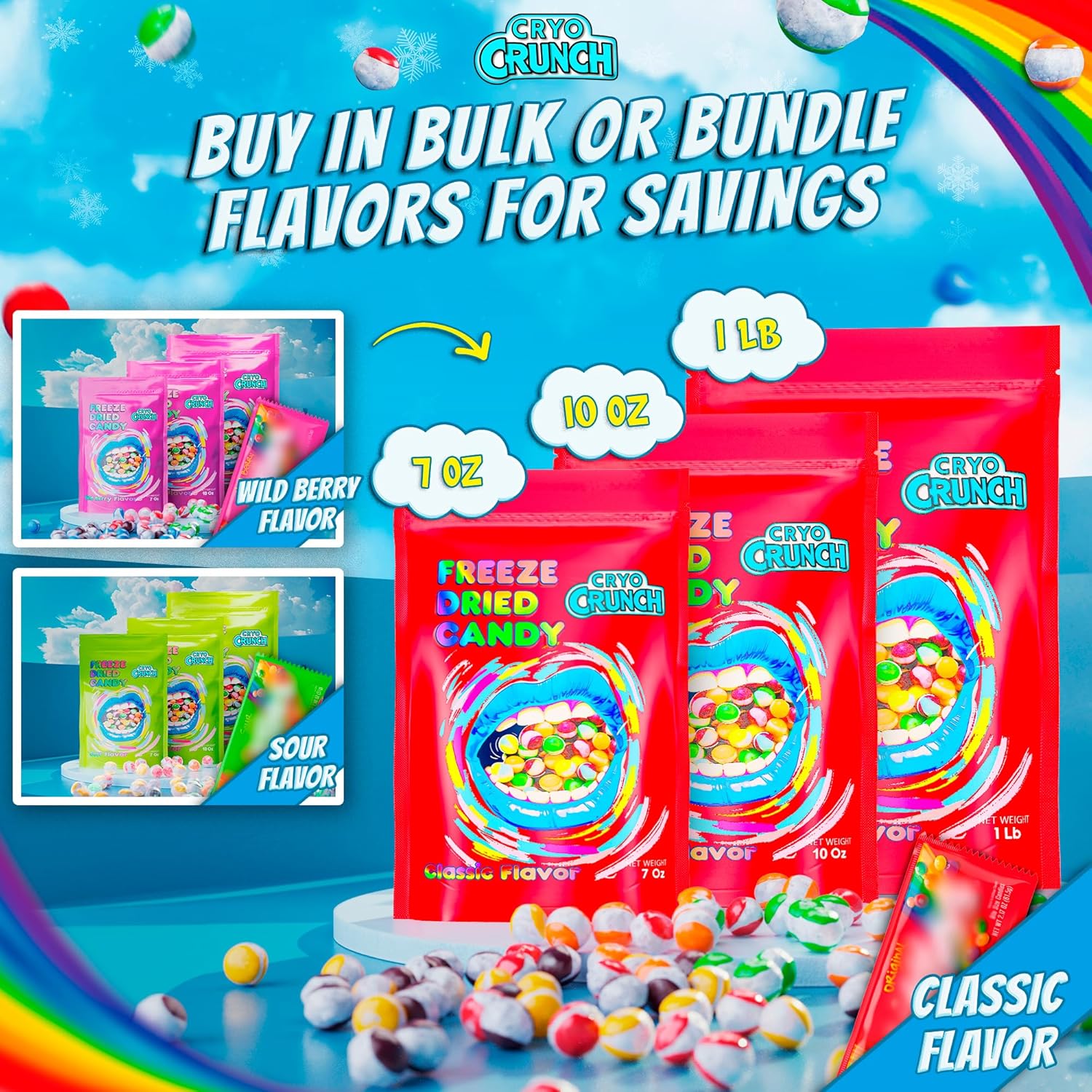 Primary Colors Candy Freeze Dried Candy 10oz Allergen-Free Treat - 25-Year Shelf Life Guilt-Free Stockpiling for Health-Conscious Snackers