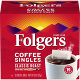 Folgers Coffee Singles – Compact Coffee Bags for Hiking Trips, Campsites, and Outdoor Brewing